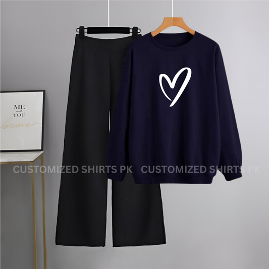 Heart Navy Sweatshirt & Black Flapper