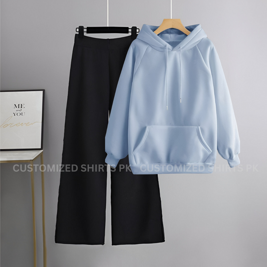 Sky Blue Hoodie & Black Flapper