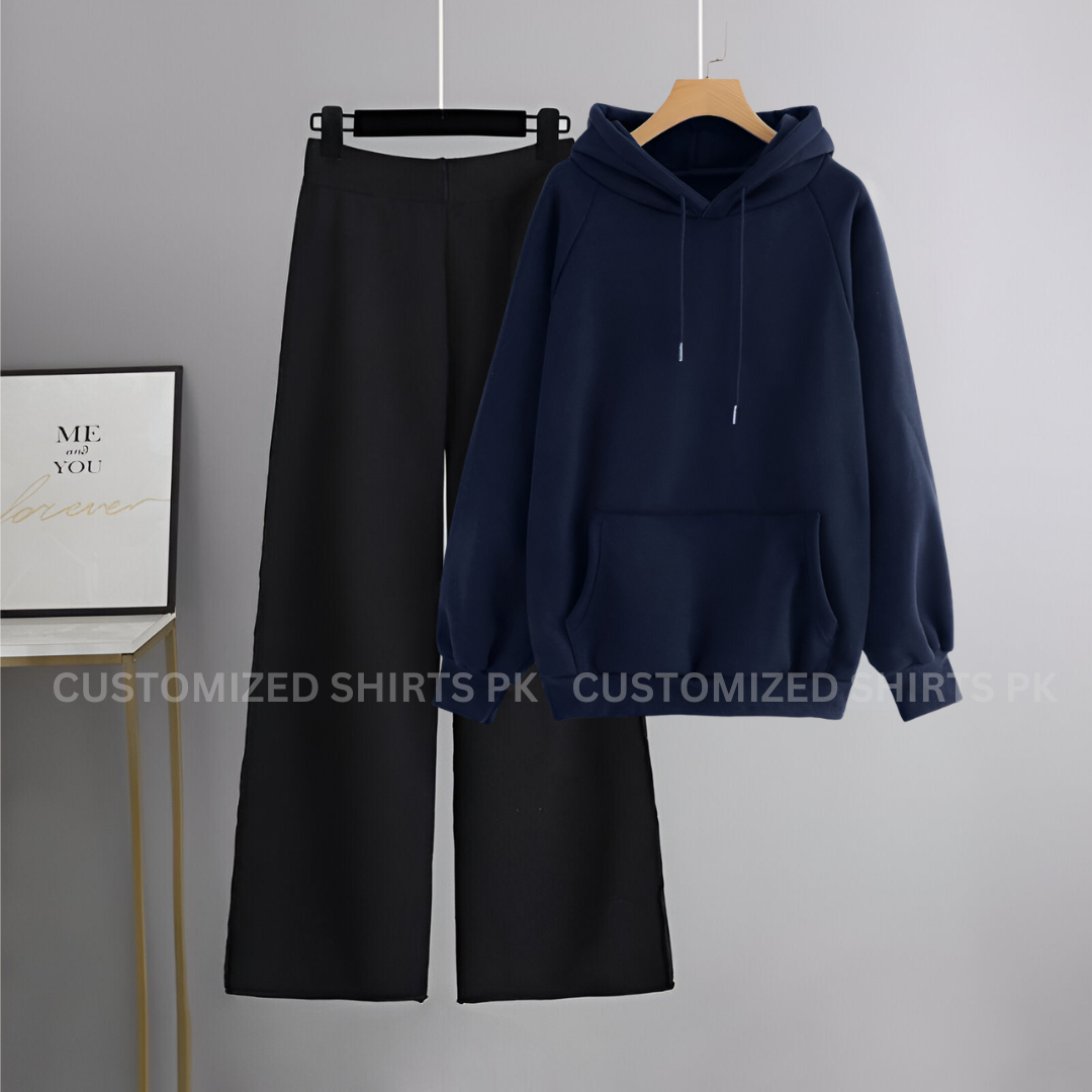 Navy Blue Hoodie & Black Flapper