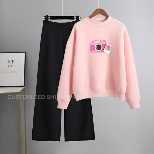 Camera Pink Sweatshirt & Black Flapper