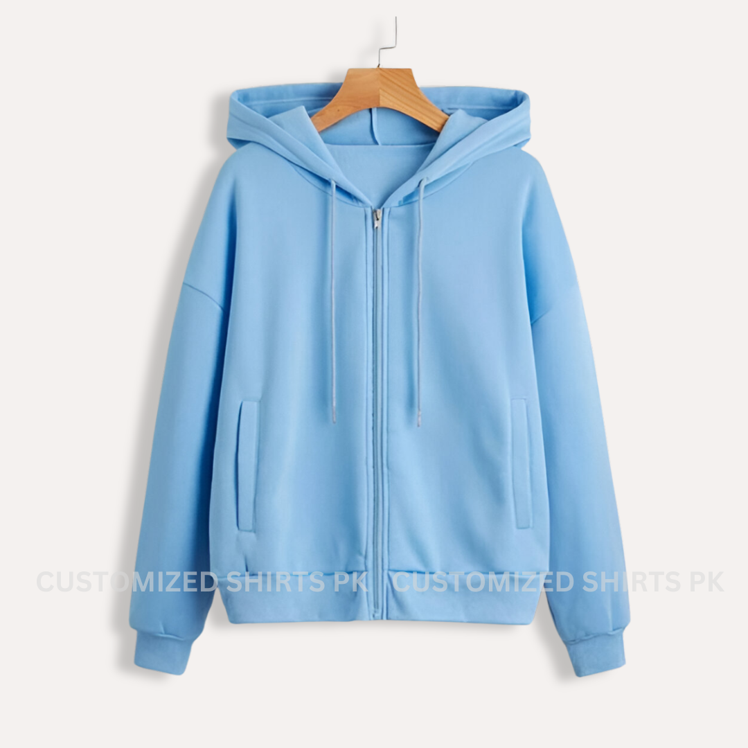 Sky Blue Zipper Hoodie