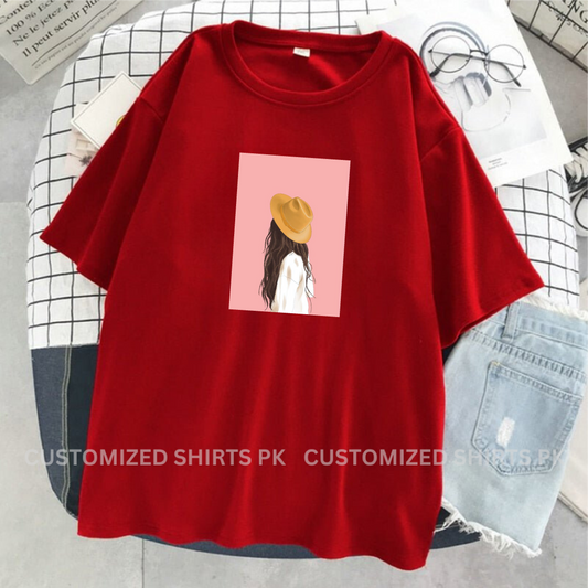 Girl Printed Red T-shirt