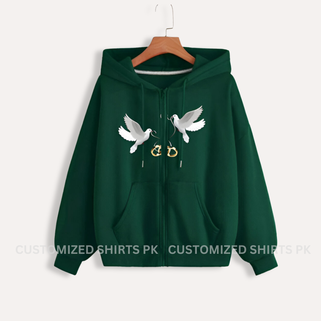 Flying Birds Green Zipper