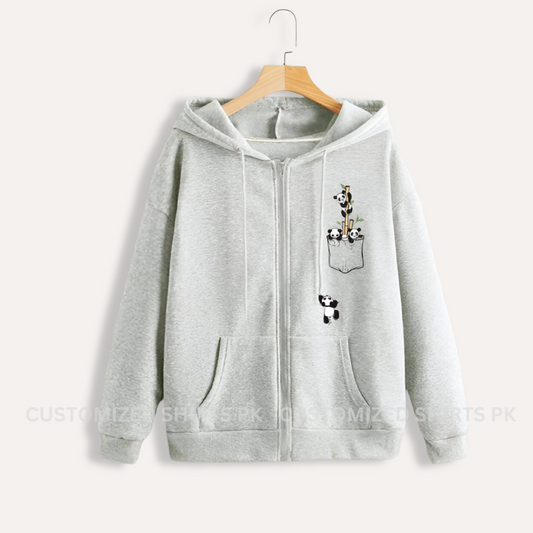 Pocket Panda Grey Zipper