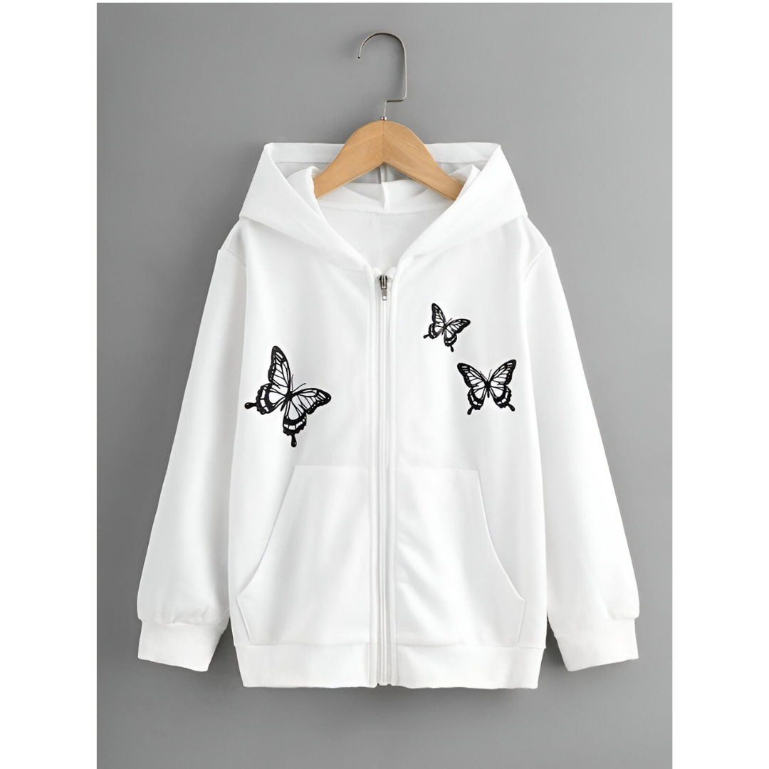 3 Butterflies White Zipper