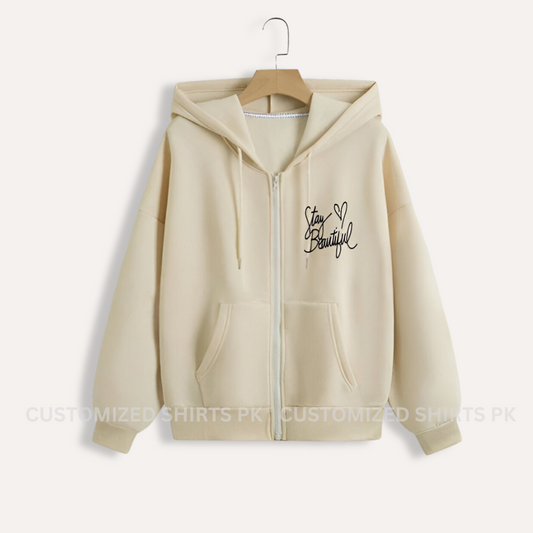 Stay Beautiful Beige Zipper