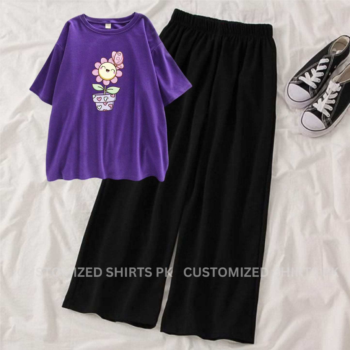 Flower Tee & Black Flapper